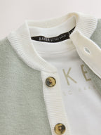 Baker by Ted Baker Green 3 Piece Knitted Varsity Cardigan, T-Shirt and Joggers Set