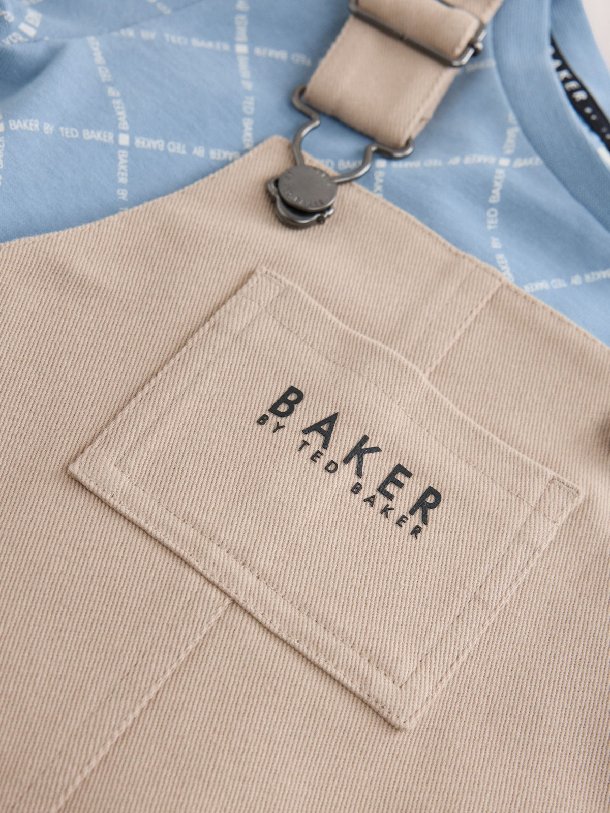 Baker by Ted Baker Stone Dungaree and Graphic T-Shirts Set