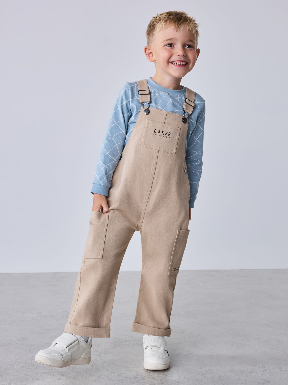 Baker by Ted Baker Stone Dungaree and Graphic T-Shirts Set