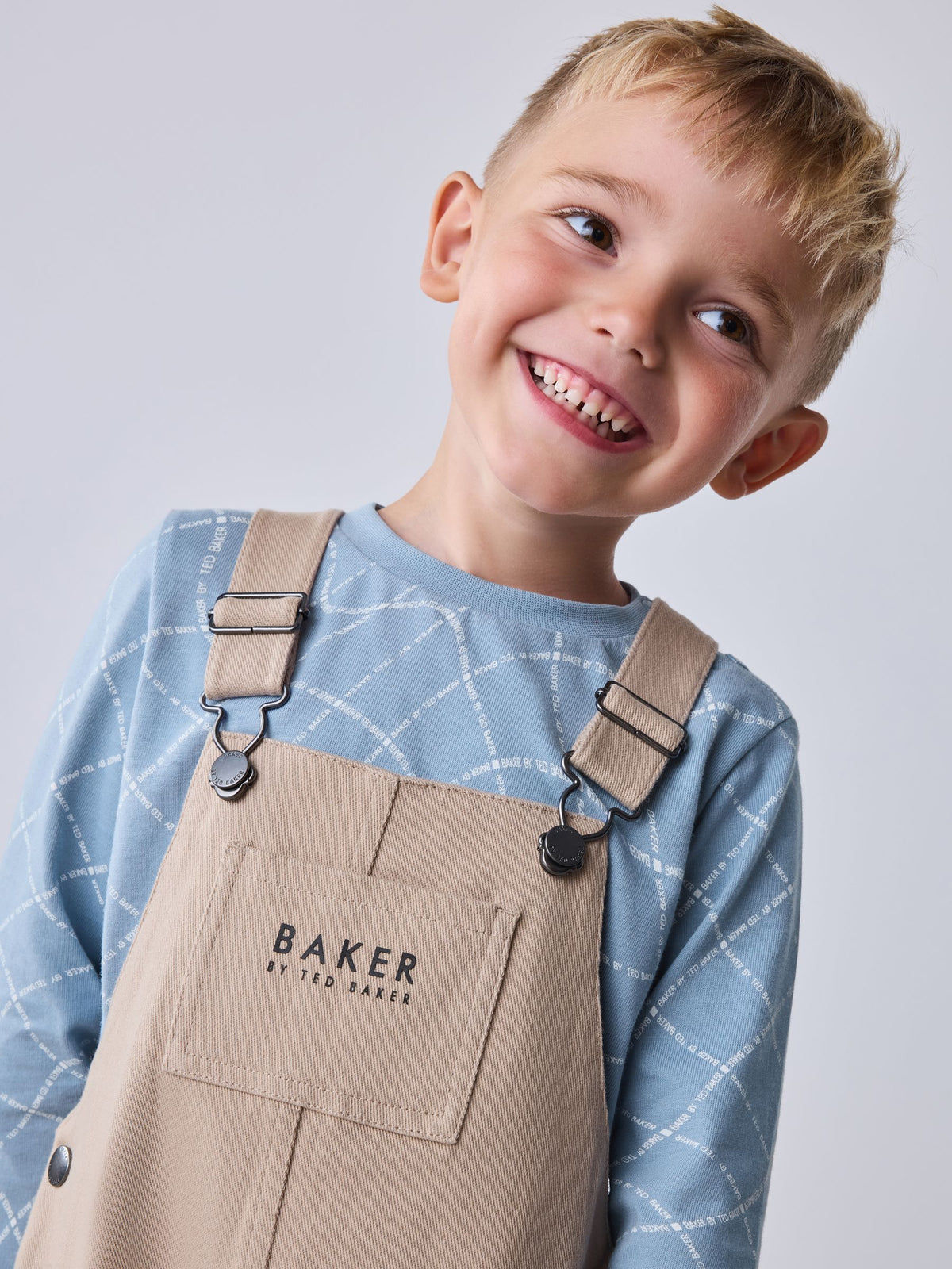 Baker by Ted Baker Stone Dungaree and Graphic T-Shirts Set