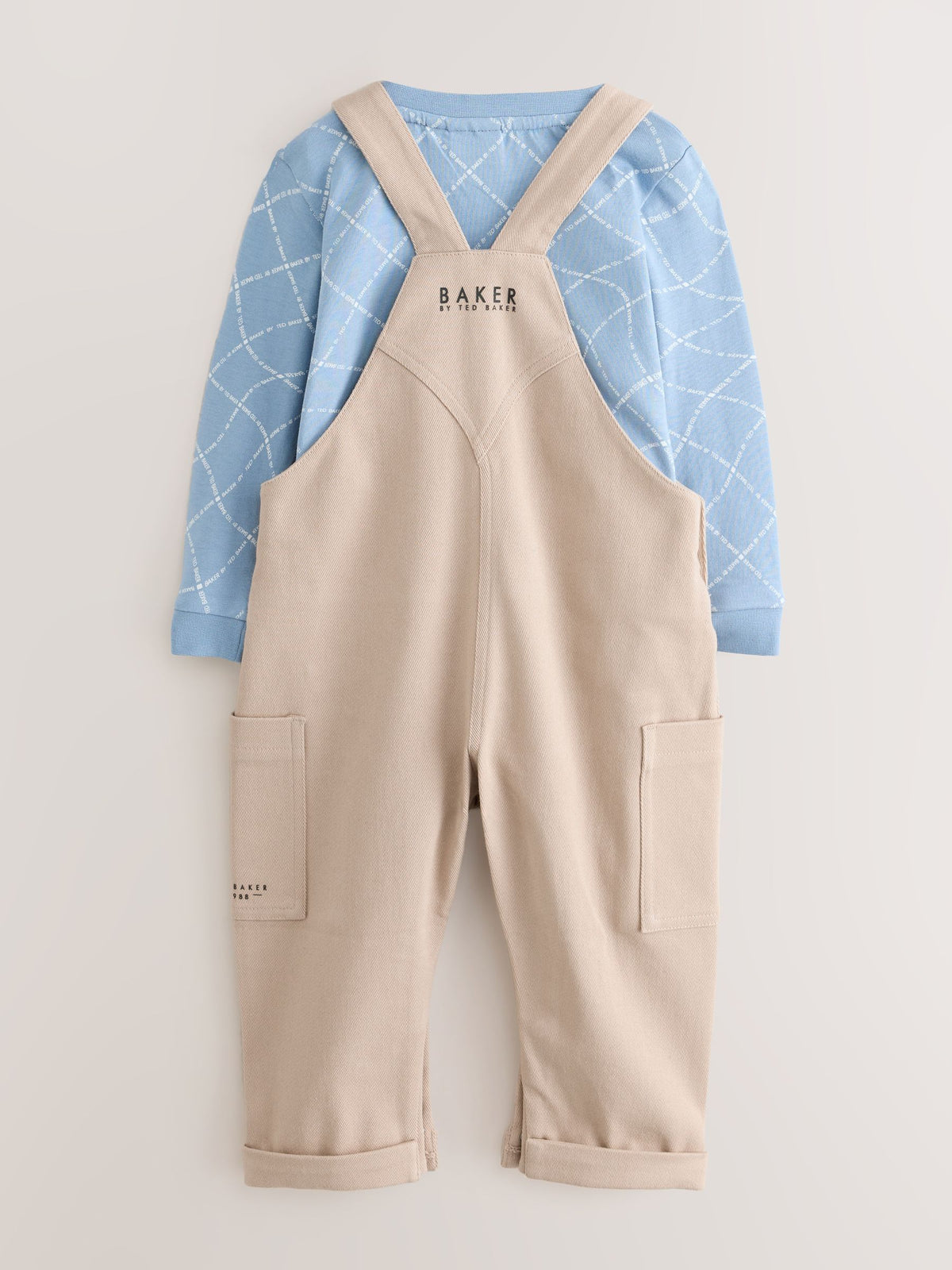 Baker by Ted Baker Stone Dungaree and Graphic T-Shirts Set