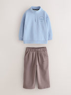 Baker by Ted Baker Funnel Zip Neck Blue/Brown Sweatshirt and Joggers Set