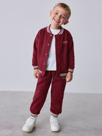 Baker by Ted Baker Burgundy Red 3 Piece Varsity Jacket T-Shirt and Joggers Set