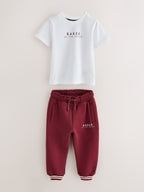 Baker by Ted Baker Burgundy Red 3 Piece Varsity Jacket T-Shirt and Joggers Set