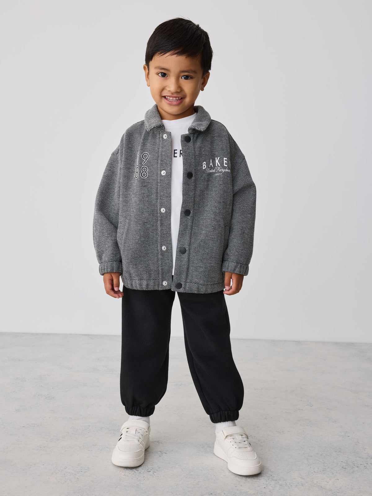 Baker by Ted Baker Grey/Black 3 Piece Textured Jacket, T-Shirt and Joggers Set