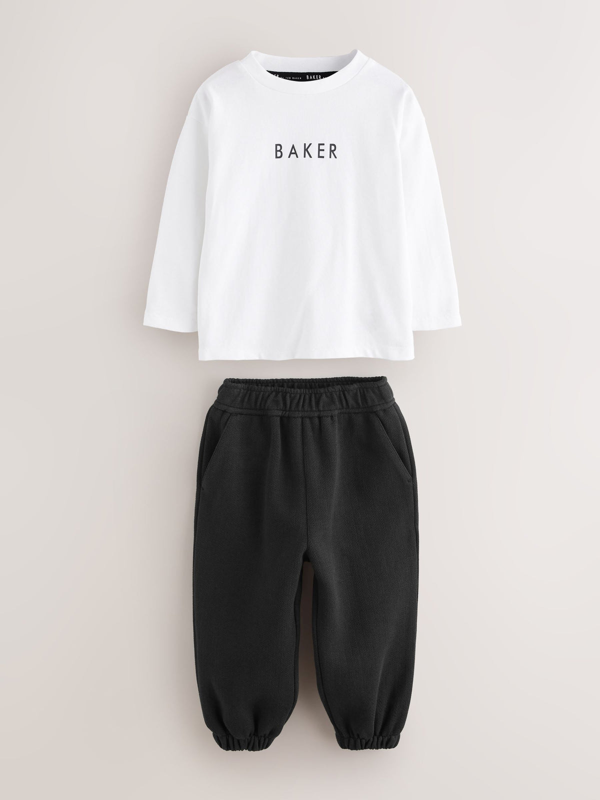 Baker by Ted Baker Grey/Black 3 Piece Textured Jacket, T-Shirt and Joggers Set