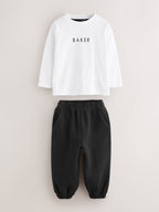 Baker by Ted Baker Grey/Black 3 Piece Textured Jacket, T-Shirt and Joggers Set