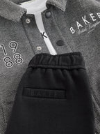 Baker by Ted Baker Grey/Black 3 Piece Textured Jacket, T-Shirt and Joggers Set