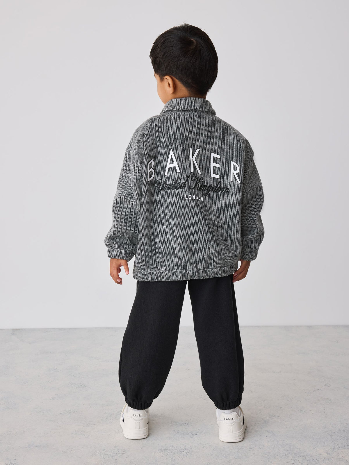 Baker by Ted Baker Grey/Black 3 Piece Textured Jacket, T-Shirt and Joggers Set