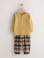 Navy/Ochre/Teal Check Woven Bottom Pyjamas 3 Pack (9mths-12yrs)