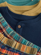 Navy/Ochre/Teal Check Woven Bottom Pyjamas 3 Pack (9mths-12yrs)