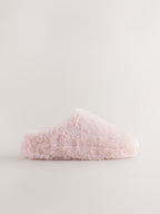 Pink Faux Fur Mule Slippers