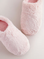 Pink Faux Fur Mule Slippers