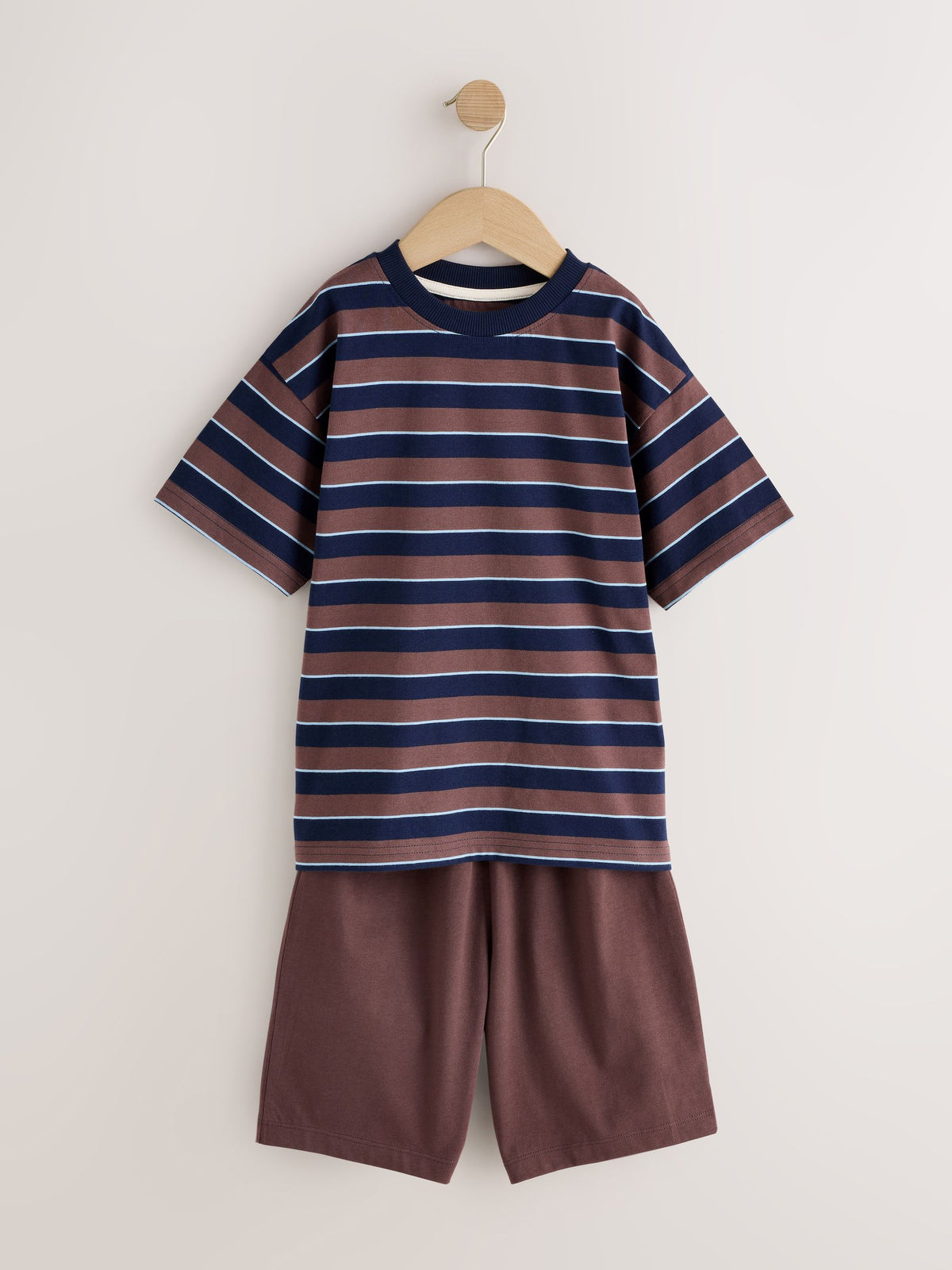 Blue/Brown/Ecru Stripe Short Pyjamas 3 Pack (3-16yrs)