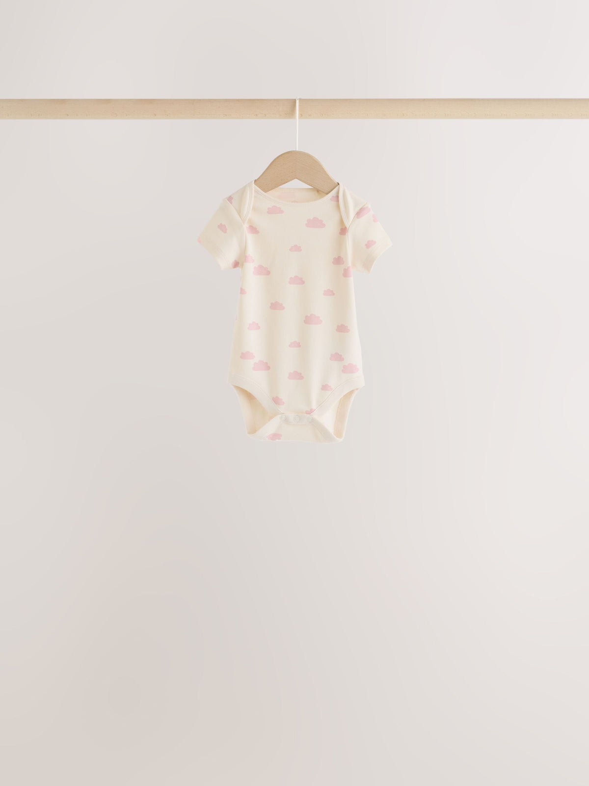 Ecru/Pink Cloud Short Sleeve Baby Bodysuits 5 Pack