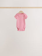 Ecru/Pink Cloud Short Sleeve Baby Bodysuits 5 Pack