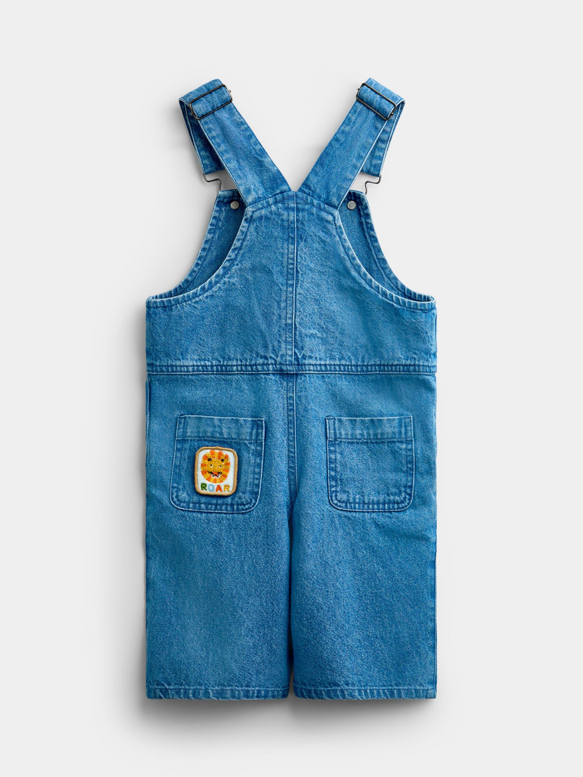 JoJo Maman Bébé Blue Safari 2-Piece Badge Dungaree & T-Shirt Set