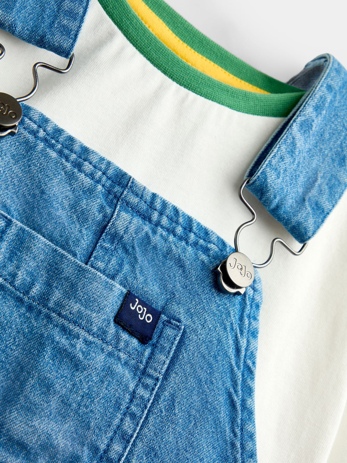 JoJo Maman Bébé Blue Safari 2-Piece Badge Dungaree & T-Shirt Set