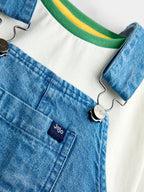 JoJo Maman Bébé Blue Safari 2-Piece Badge Dungaree & T-Shirt Set