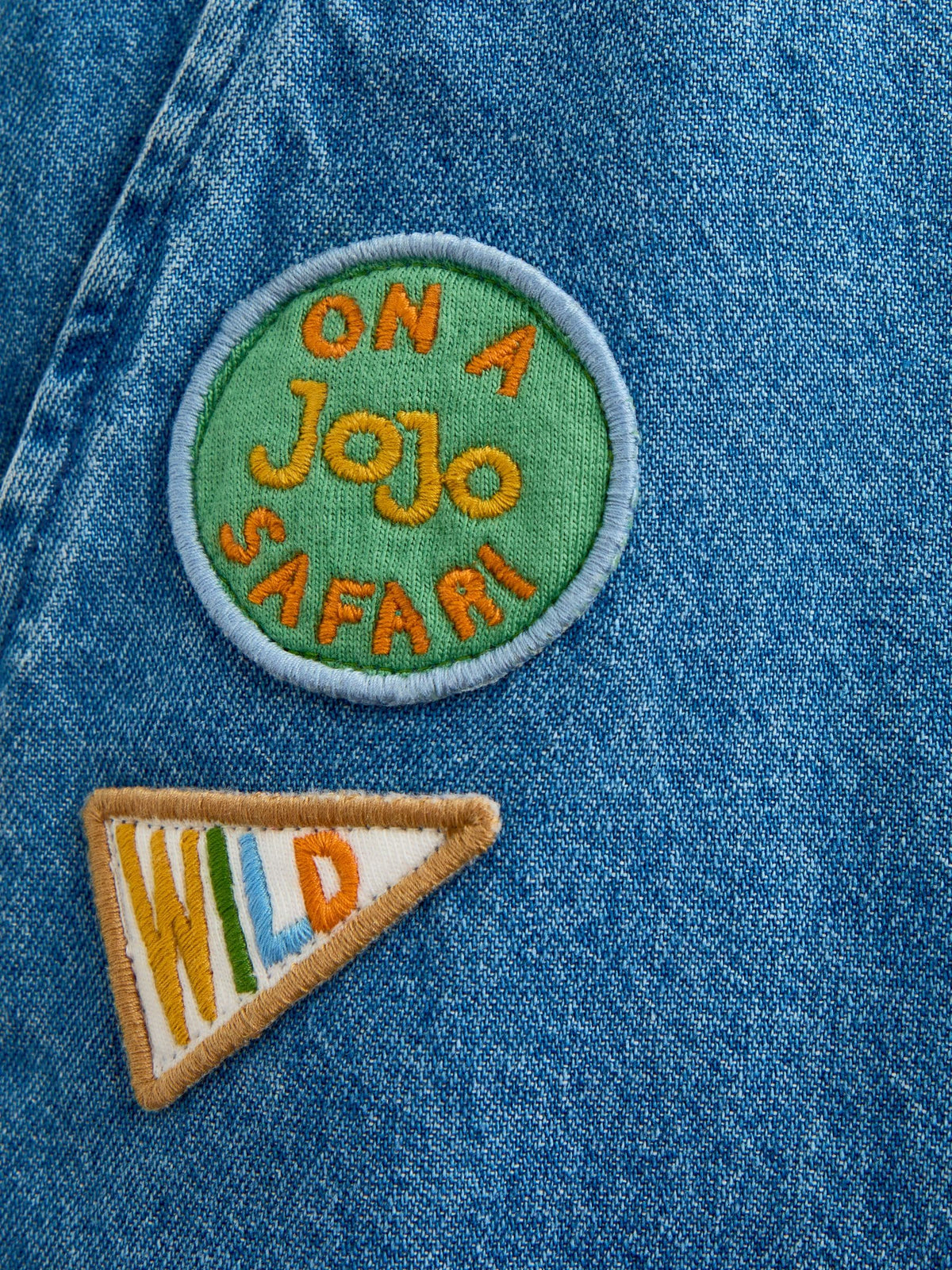 JoJo Maman Bébé Blue Safari 2-Piece Badge Dungaree & T-Shirt Set