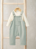 Mamas & Papas Green Sweat Dungaree & Bodysuit Set
