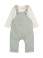 Mamas & Papas Green Sweat Dungaree & Bodysuit Set