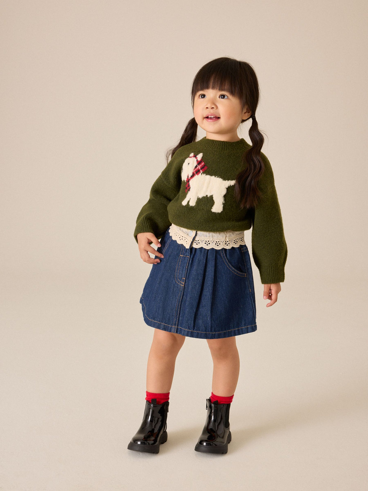 Dark Wash Peplum Detail Denim Skirt (3mths-7yrs)