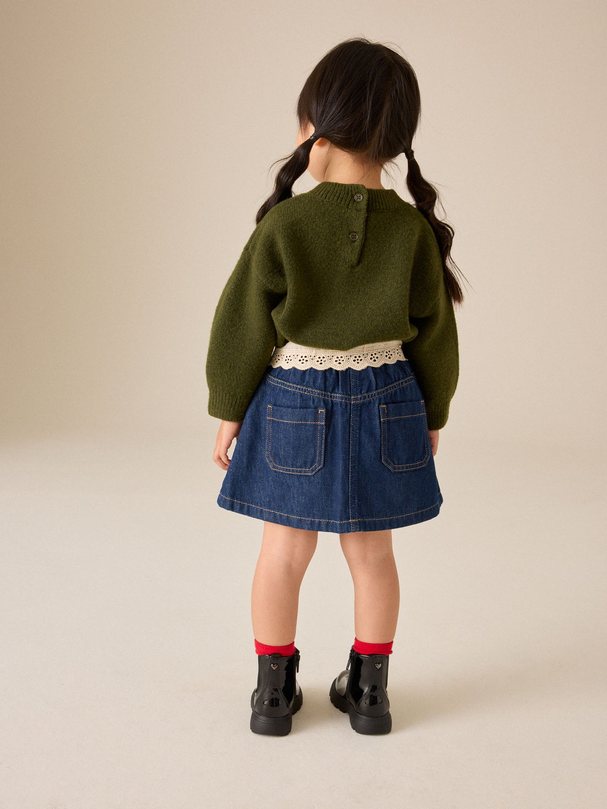 Dark Wash Peplum Detail Denim Skirt (3mths-7yrs)