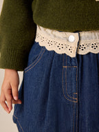 Dark Wash Peplum Detail Denim Skirt (3mths-7yrs)