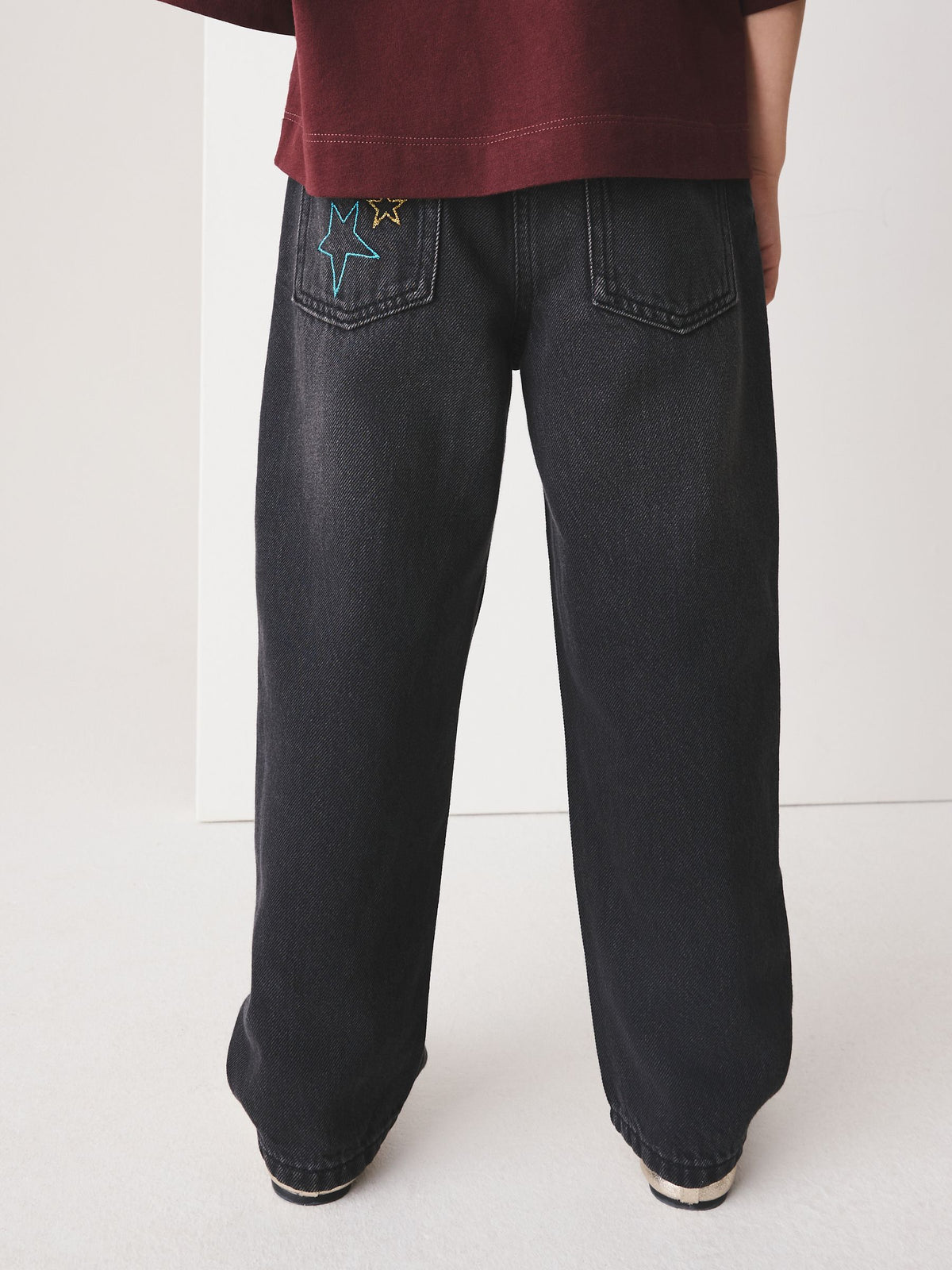 Charcoal Grey Star Diamante Straight Leg Jeans (3-16yrs)