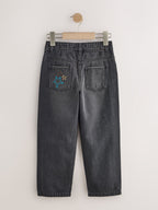 Charcoal Grey Star Diamante Straight Leg Jeans (3-16yrs)