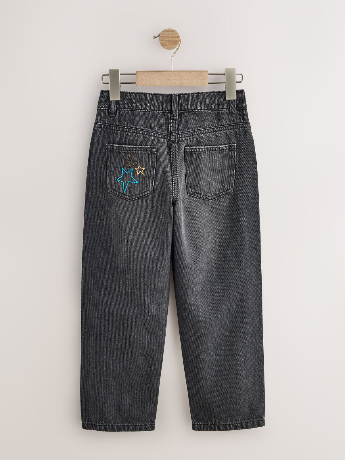 Charcoal Grey Star Diamante Straight Leg Jeans (3-16yrs)
