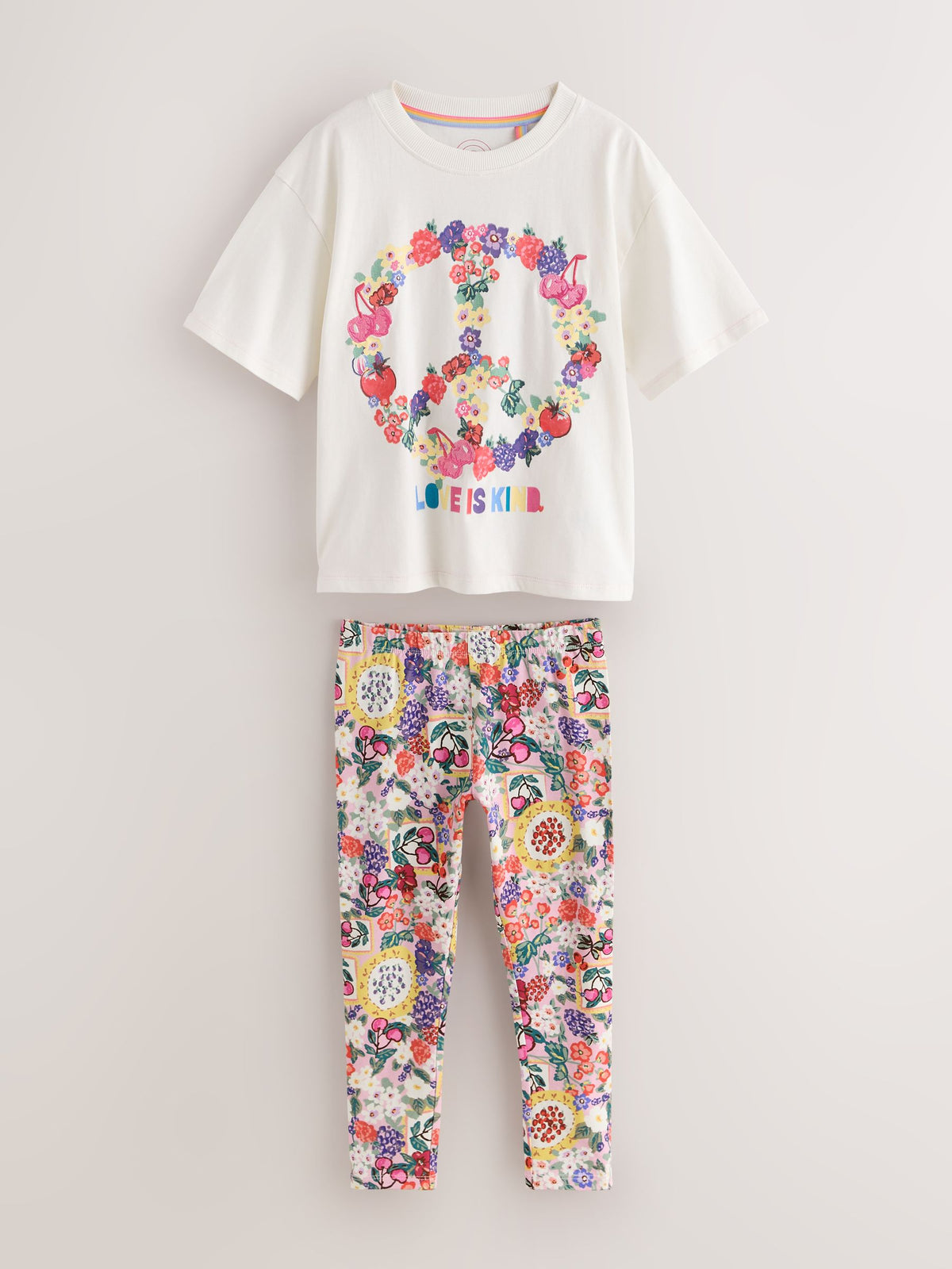 Little Bird Floral Picnic Print Short Sleeve T-Shirt & Leggings Set
