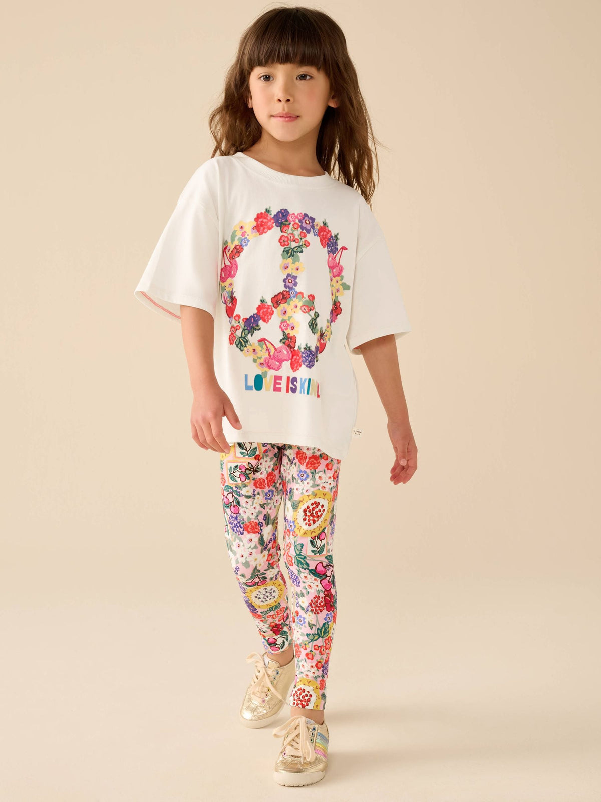 Little Bird Floral Picnic Print Short Sleeve T-Shirt & Leggings Set