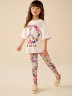 Little Bird Floral Picnic Print Short Sleeve T-Shirt & Leggings Set