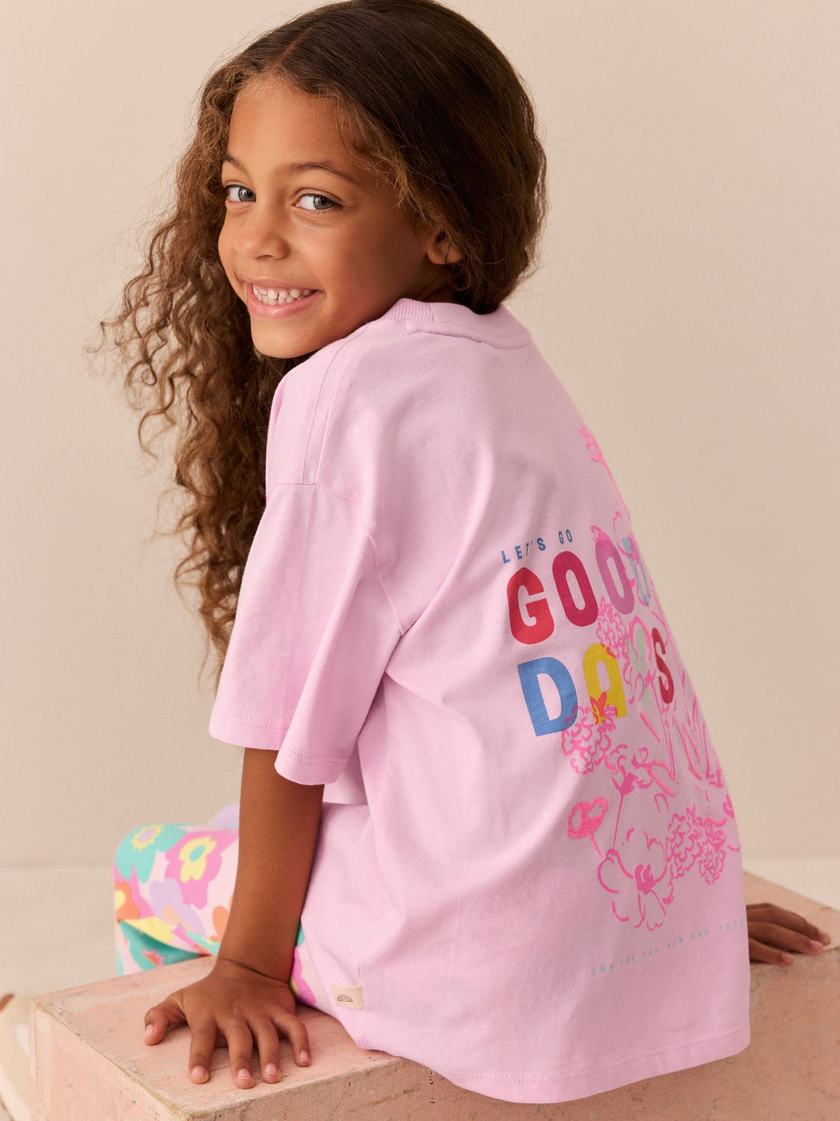Little Bird Pink Embroidered T-Shirt & Floral Ribbed Kickflare Set