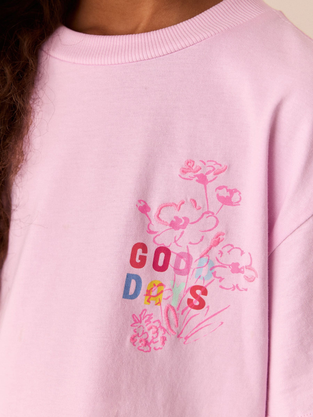 Little Bird Pink Embroidered T-Shirt & Floral Ribbed Kickflare Set