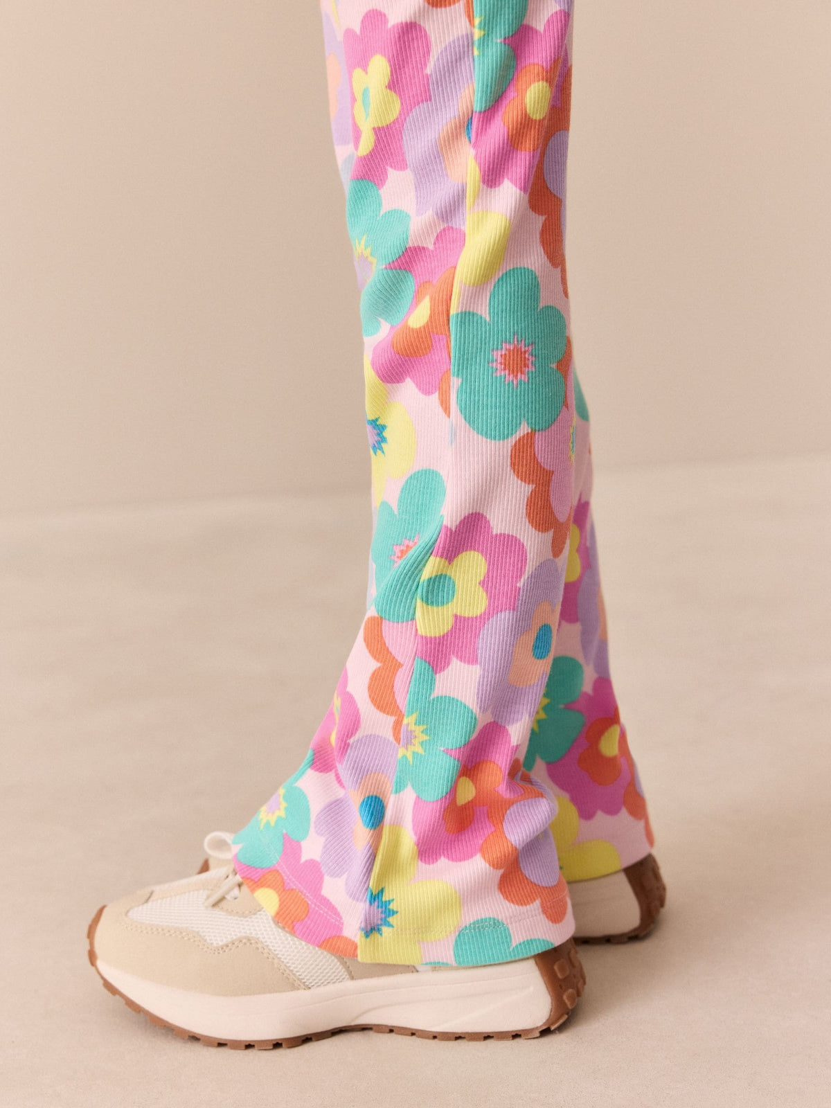 Little Bird Pink Embroidered T-Shirt & Floral Ribbed Kickflare Set