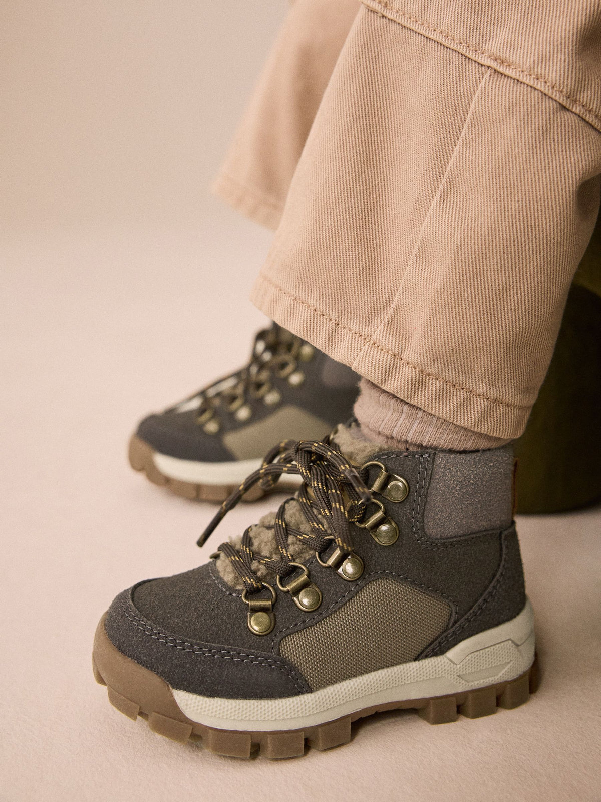 Grey Lace up Walking Boots