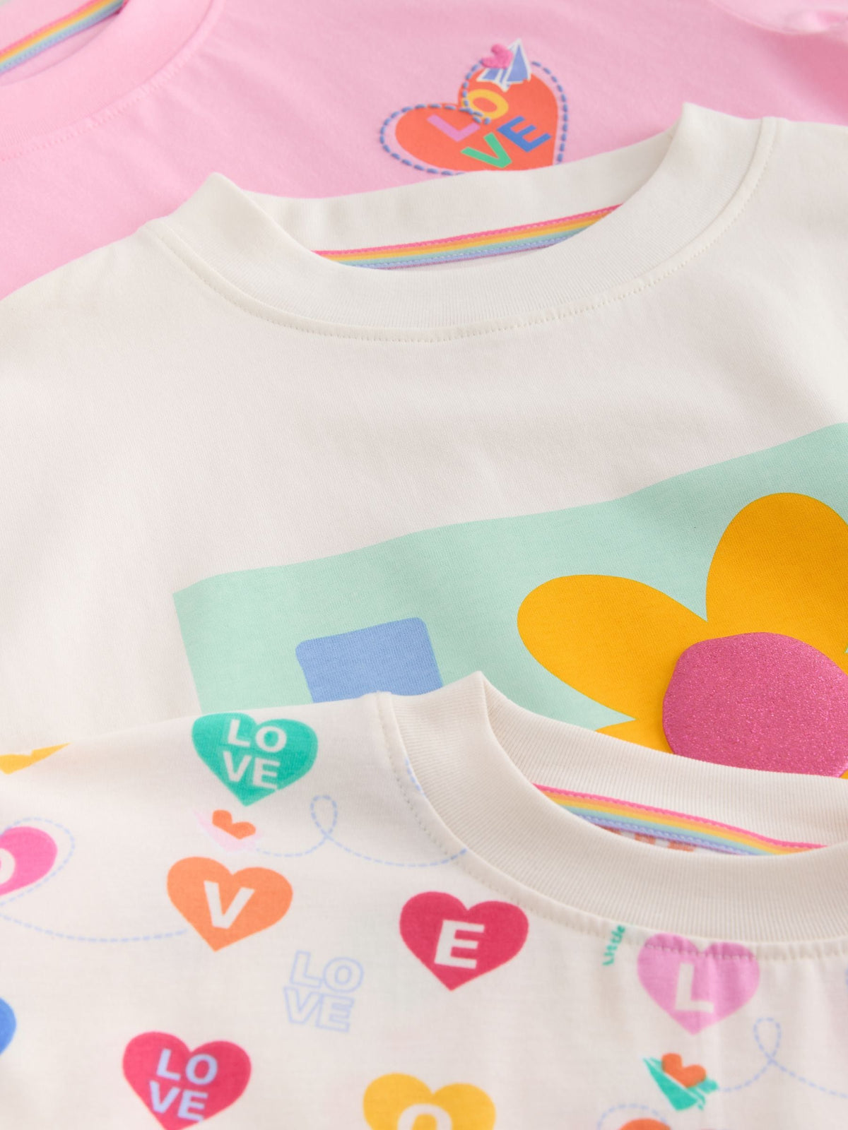 Little Bird Rainbow Slogan Boxy T-Shirts 3 Pack