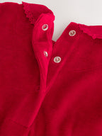 Cherry Red Velour Collared Baby Sleepsuit (0mths-3yrs)