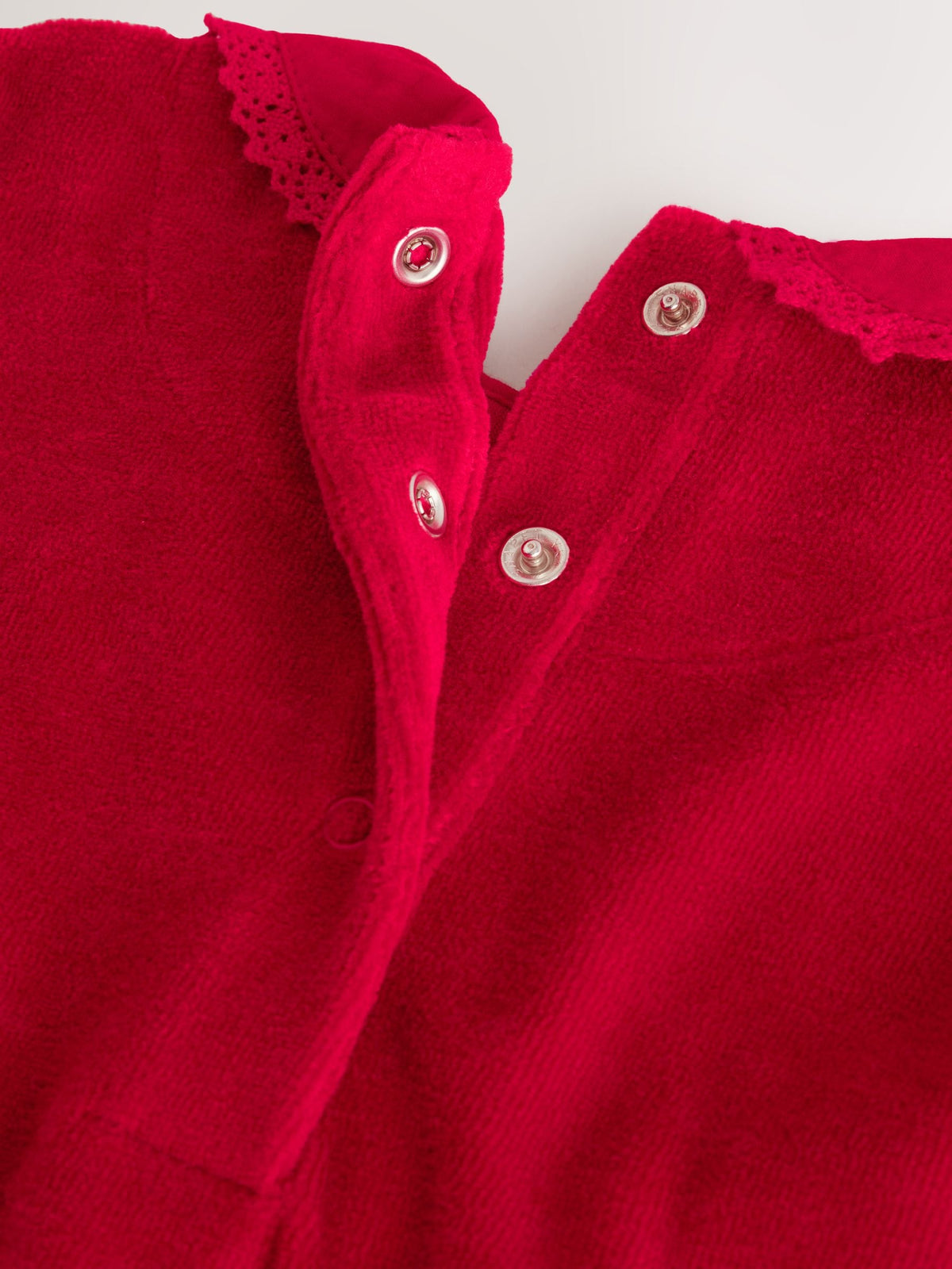 Cherry Red Velour Collared Baby Sleepsuit (0mths-3yrs)