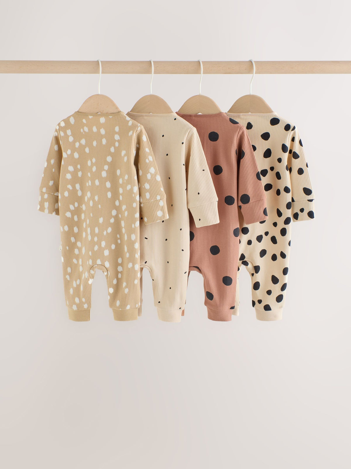 Brown Animal Print Two-Way Zip Baby Sleepsuits 4 Pack (0mths-3yrs)