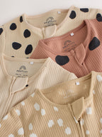 Brown Animal Print Two-Way Zip Baby Sleepsuits 4 Pack (0mths-3yrs)