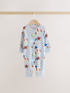 Navy/Yellow Space Two Way Zip Sleepsuits 4 Pack (0mths-3yrs)