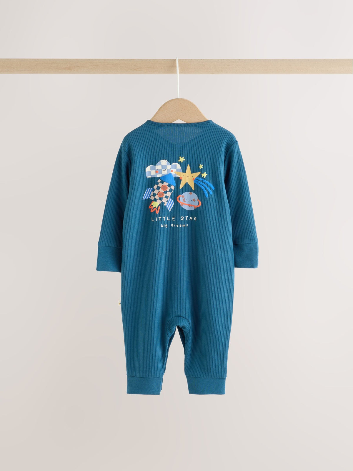 Navy/Yellow Space Two Way Zip Sleepsuits 4 Pack (0mths-3yrs)