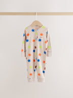Navy/Yellow Space Two Way Zip Sleepsuits 4 Pack (0mths-3yrs)