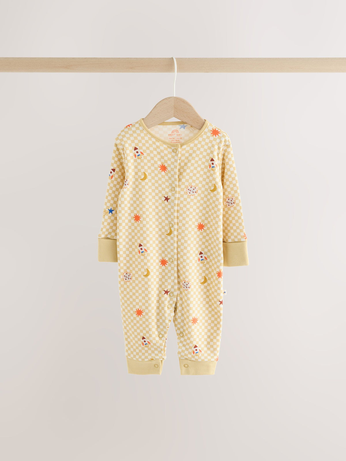 Navy/Yellow Space Two Way Zip Sleepsuits 4 Pack (0mths-3yrs)
