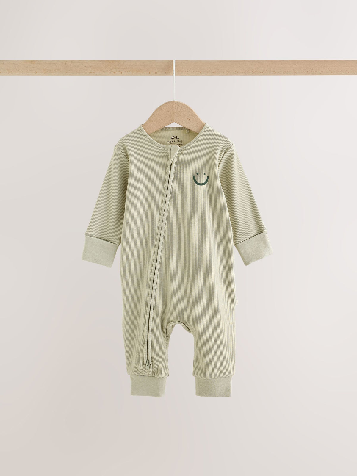 Green Two Way Zip Sleepsuits 3 Pack (0mths-3yrs)