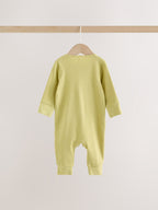 Green Two Way Zip Sleepsuits 3 Pack (0mths-3yrs)